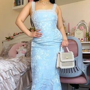 JJ's House Light Blue Dress with Lace Details